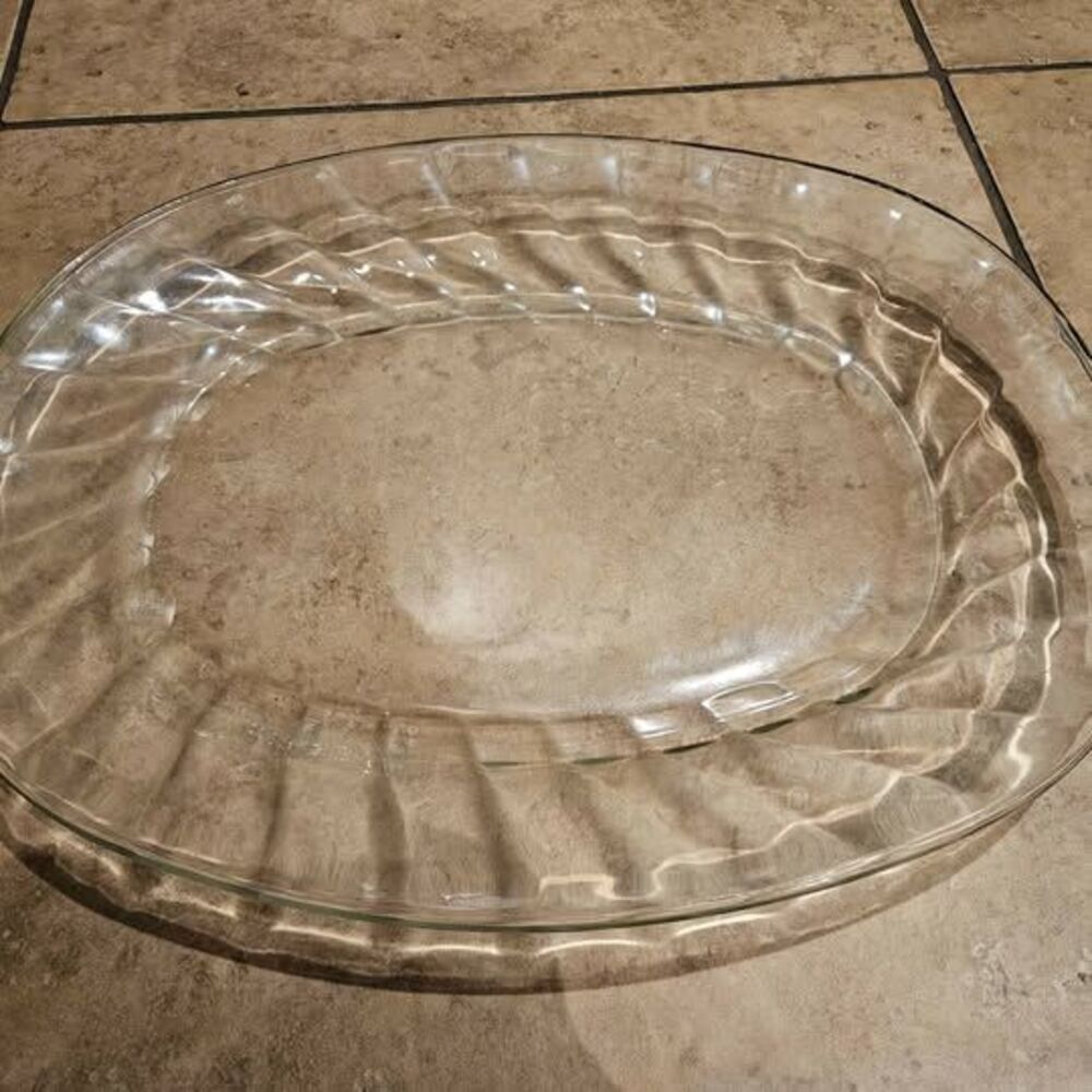 Large Clear Glass Serving Platter 18' X 15" Turkey Serving Platter